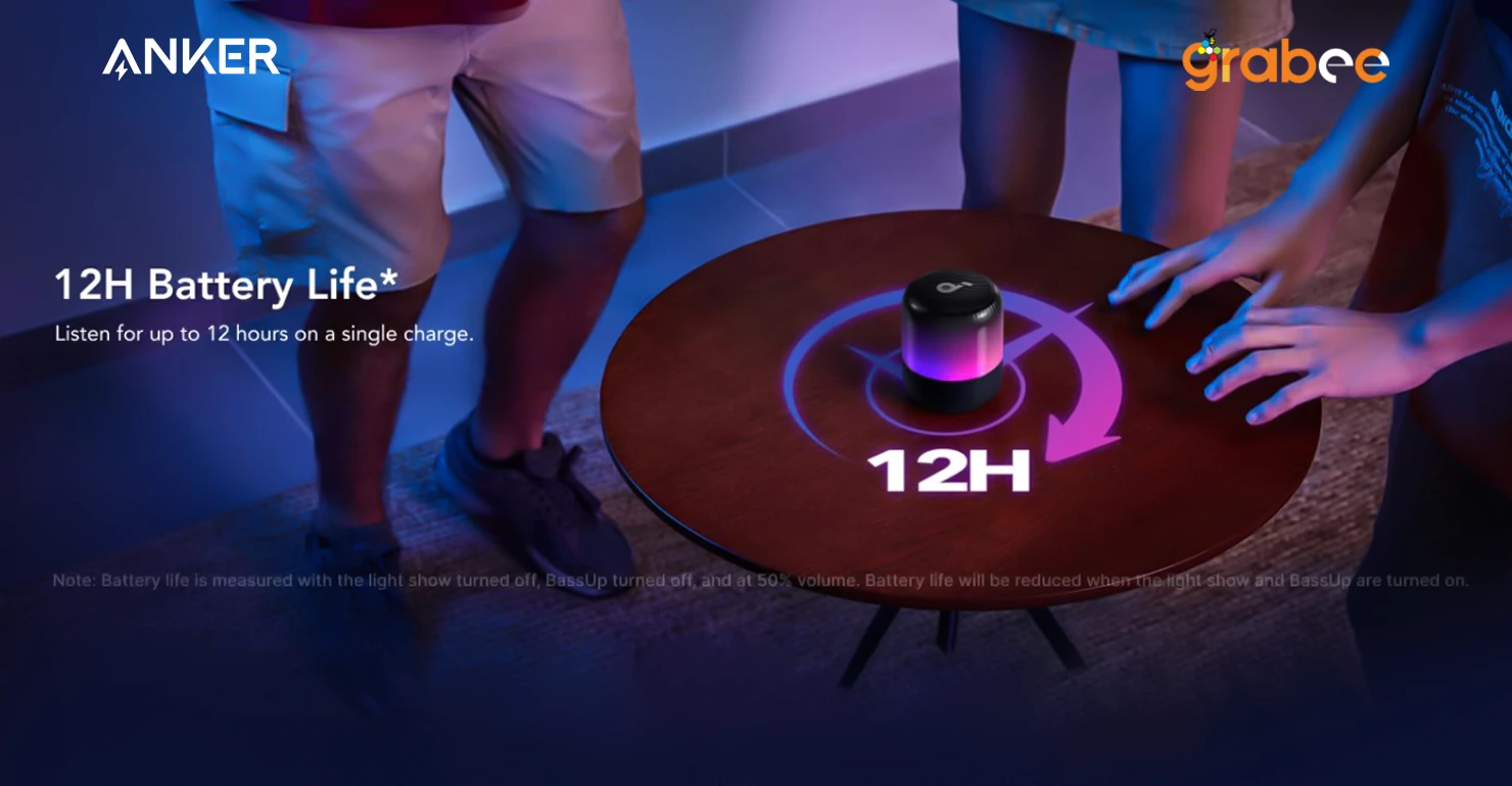 Anker Soundcore Glow Mini Portable Speaker Battery Life
