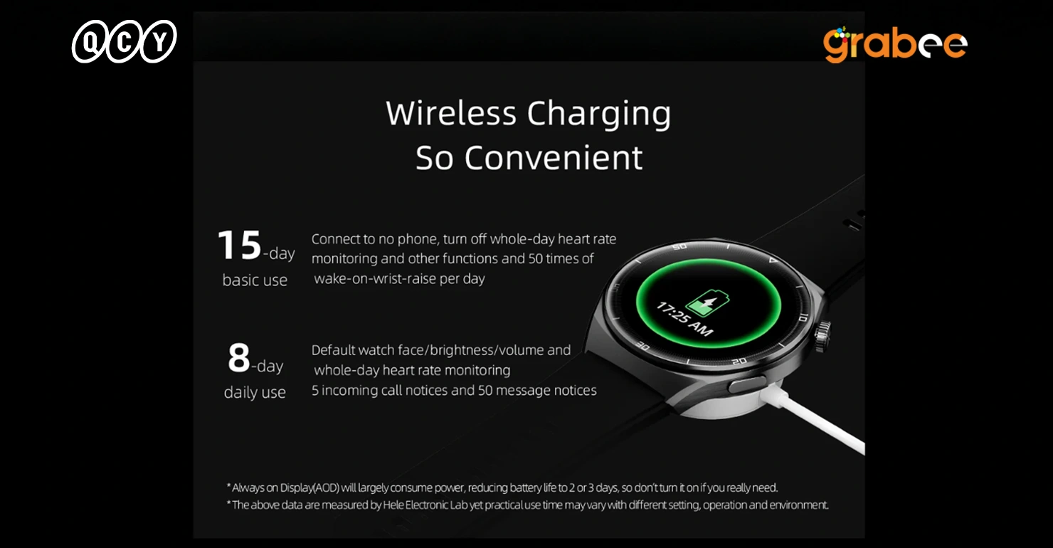 QCY GT2 Smart Watch battery Life
