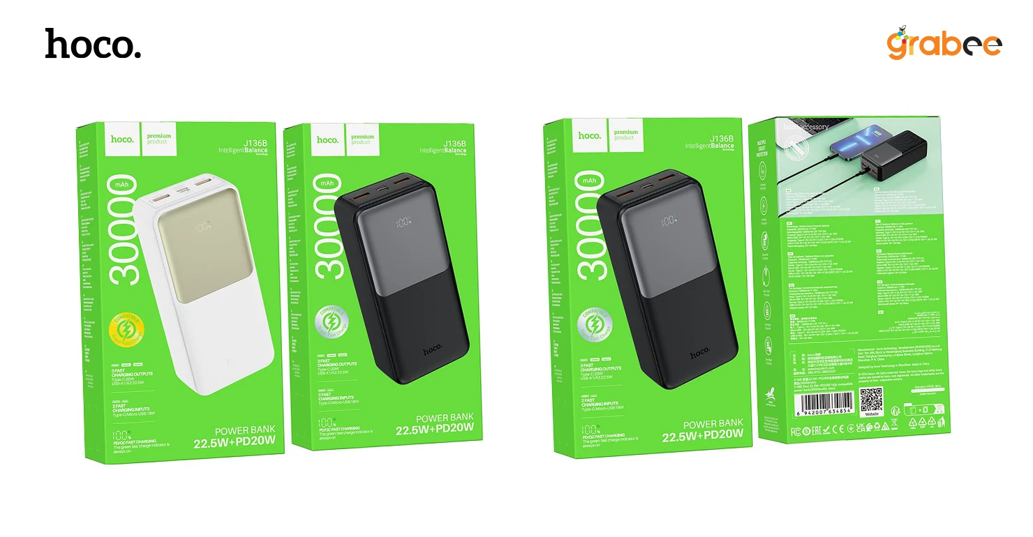 HOCO J136B 22.5W Power Bank 30000mAh